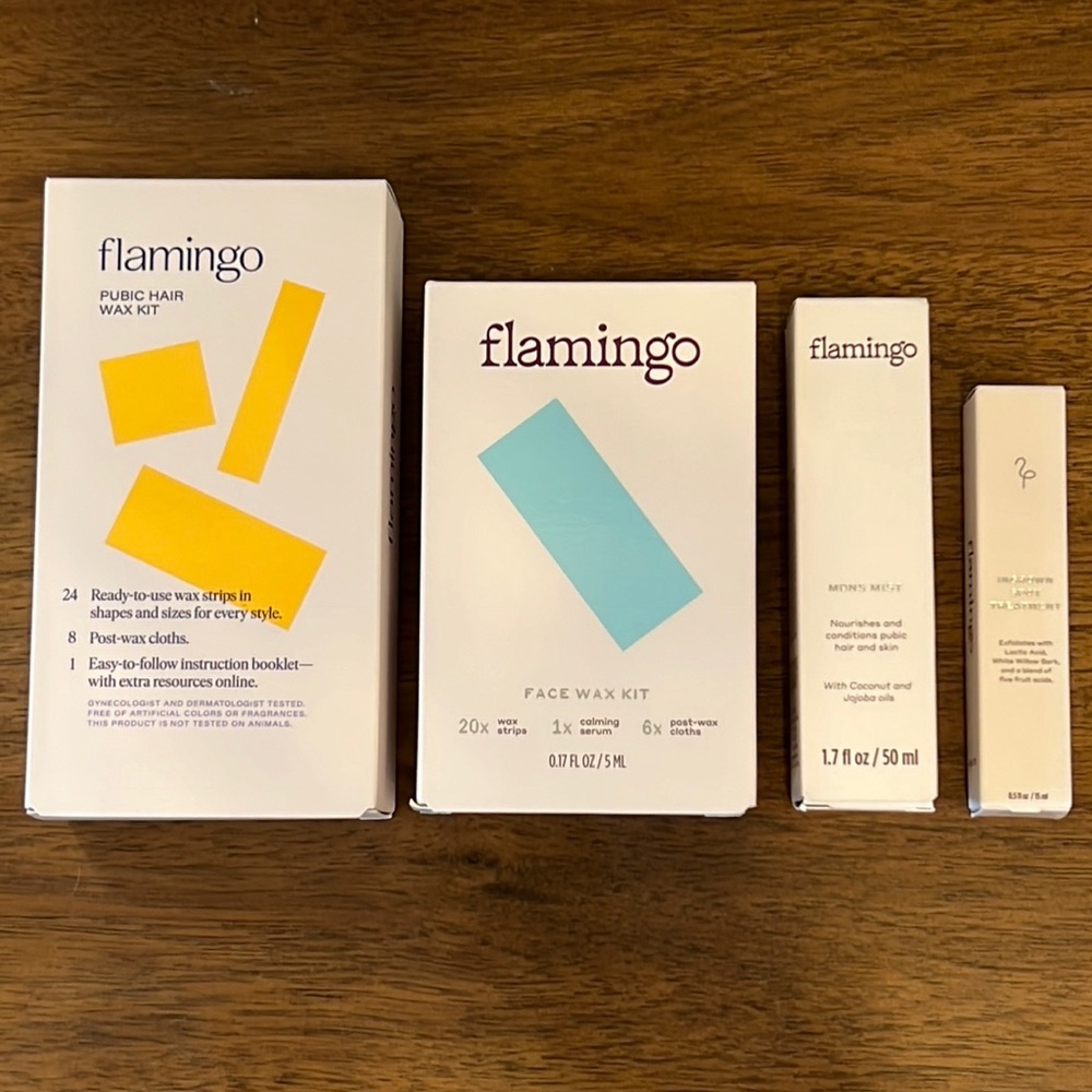 FLAMINGO Pubic Hair Wax Kit, Face Wax Kit, Mons Mist & Ingrown Spot Treatment